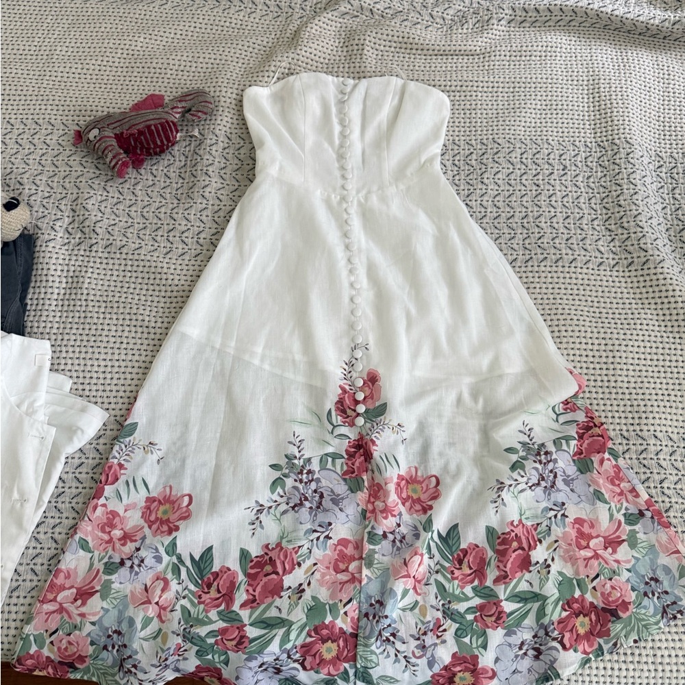 Commense White Floral Midi Dress